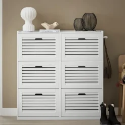 SoBuy hvidt skoskab med 6 døre 30x115.01x111.99cm, moderne FSR145-W