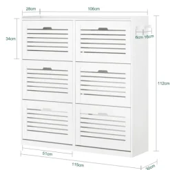 SoBuy hvidt skoskab med 6 døre 30x115.01x111.99cm, moderne FSR145-W