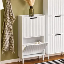SoBuy hvidt skoskab med 2 døre 19x50.01x89.99cm, moderne FSR177-W