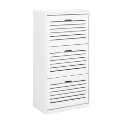 SoBuy hvidt skoskab med 3 døre 30x54.99x111.99cm, moderne FSR108-W