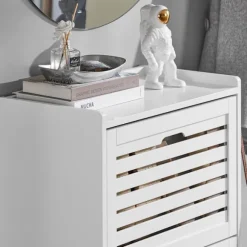 SoBuy hvidt skoskab med 3 døre 30x54.99x111.99cm, moderne FSR108-W