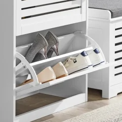 SoBuy hvidt skoskab med 3 døre 30x54.99x111.99cm, moderne FSR108-W
