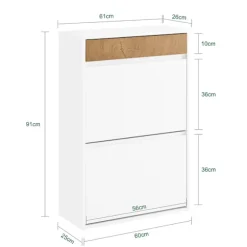 SoBuy hvidt skoskab med 2 døre 61x26x91cm, funktionel FSR205-WN