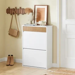 SoBuy hvidt skoskab med 2 døre 61x26x91cm, funktionel FSR205-WN