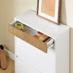 SoBuy hvidt skoskab med 2 døre 61x26x91cm, funktionel FSR205-WN