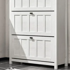 SoBuy hvidt skoskab med 3 døre 30x80.01x111cm, moderne FSR162-W