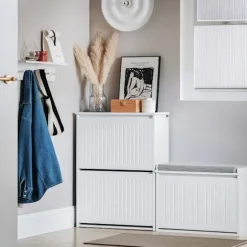 SoBuy hvidt skoskab med 2 døre 26.01x61.01x81cm, moderne FSR165-K-W