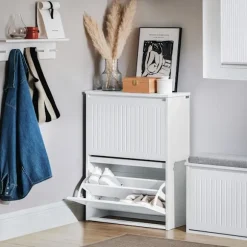 SoBuy hvidt skoskab med 2 døre 26.01x61.01x81cm, moderne FSR165-K-W