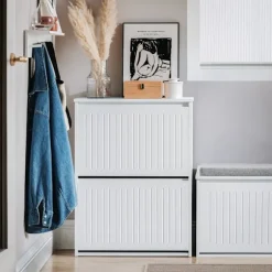 SoBuy hvidt skoskab med 2 døre 26.01x61.01x81cm, moderne FSR165-K-W