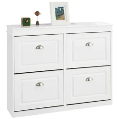 SoBuy hvidt skoskab med 4 døre 105x24x83.01cm, moderne FSR79-W