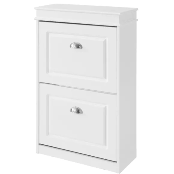 SoBuy hvidt skoskab med 2 døre 23.88x54.1x83.06cm, moderne FSR78-W
