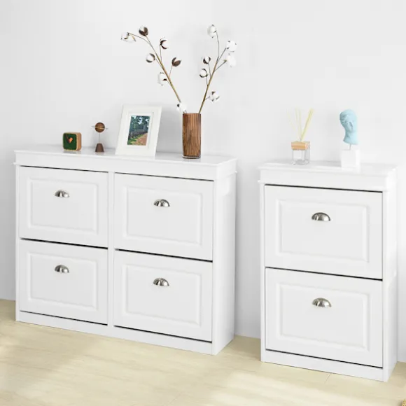 SoBuy hvidt skoskab med 2 døre 23.88x54.1x83.06cm, moderne FSR78-W
