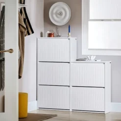 SoBuy hvidt skoskab med 3 døre 26.01x61.01x119.99cm, funktionel FSR165-H-W