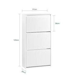 SoBuy hvidt skoskab med 3 døre 26.01x61.01x119.99cm, funktionel FSR165-H-W