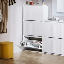 SoBuy hvidt skoskab med 3 døre 26.01x61.01x119.99cm, funktionel FSR165-H-W
