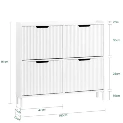 SoBuy hvidt skoskab med 4 døre 19x100x91.01cm, moderne FSR177-L-W