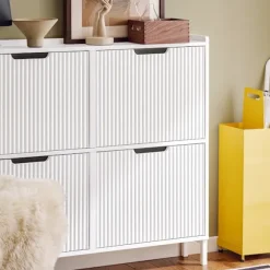 SoBuy hvidt skoskab med 4 døre 19x100x91.01cm, moderne FSR177-L-W