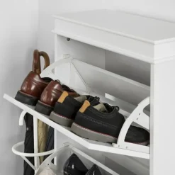 SoBuy hvidt skoskab med 3 døre 53.01x24x116.99cm, moderne FSR94-W