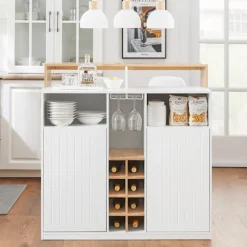 SoBuy Køkkenø med 2 døre i træ 105x60x105cm, klassisk KNL07-WN