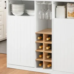 SoBuy Køkkenø med 2 døre i træ 105x60x105cm, klassisk KNL07-WN