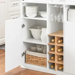 SoBuy Køkkenø med 2 døre i træ 105x60x105cm, klassisk KNL07-WN