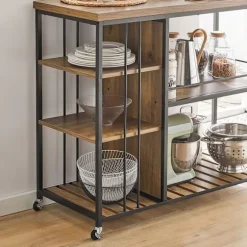 SoBuy Køkkenø med 5 hylder i brun 110x45x91cm, industriel SVW18-F