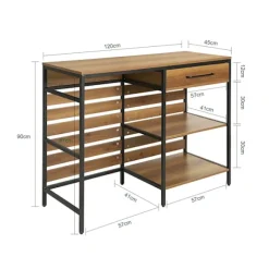 SoBuy Køkkenø med 1 skuffe i mørkebrun 120x45x90cm, industriel FSB71-PF