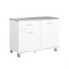SoBuy Køkkenø med 1 skuffe i hvid 120x56x90.5cm, funktionel FKW117-W