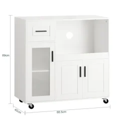 SoBuy Køkkenø med 1 skuffe i hvid 88.5x40x89cm, moderne FSB78-W