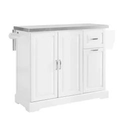 SoBuy Køkkenø med 2 skuffer i hvid 129x71x91cm, moderne FKW128-ST