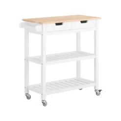 SoBuy Køkkenø med 2 skuffer i hvid 84x39x89cm, moderne FKW68-WN