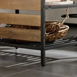 SoBuy Køkkenø med 2 skuffer i mørkebrun 120x45x90cm, industriel FSB85-PF