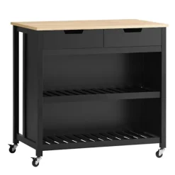 SoBuy Køkkenø med 2 skuffer i sort 100x60x93.5cm, funktionel FKW74-SCH