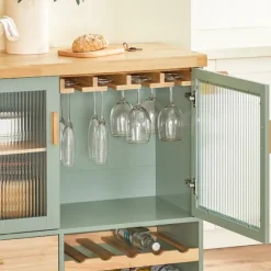 SoBuy Køkkenø med 2 skuffer i grøn 110x40x91.5cm, funktionel FKW114-GR