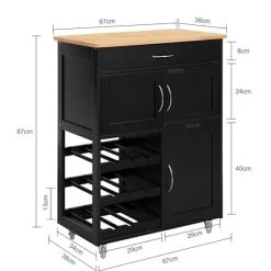 SoBuy Køkken Opbevaringskab Serveringsvogn FKW45-SCH