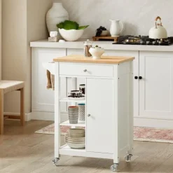 SoBuy Køkkenvogn 1 drawer Hvid 67.5x40x86.5cm, moderne FKW46-WN