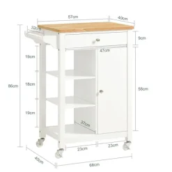 SoBuy Køkkenvogn 1 drawer Hvid 67.5x40x86.5cm, moderne FKW46-WN