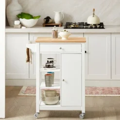 SoBuy Køkkenvogn 1 drawer Hvid 67.5x40x86.5cm, moderne FKW46-WN