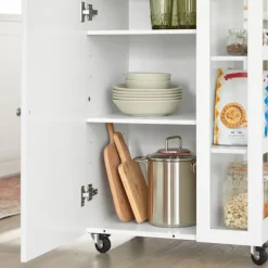 SoBuy Køkkenvogn med 1 dør i hvid 60x40x90cm, funktionel FKW75-WN