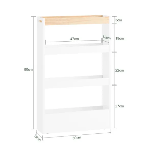 SoBuy Køkkenvogn med 3 hylder i hvid 50x14.5x80cm, moderne NSR12-W
