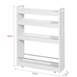 SoBuy Køkkenvogn med 4 hylder i hvid 60x18x81.5cm, funktionel NSR01-W