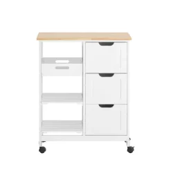 SoBuy Køkkenvogn med 3 skuffer i hvid 67x37x85cm, funktionel FKW79-W
