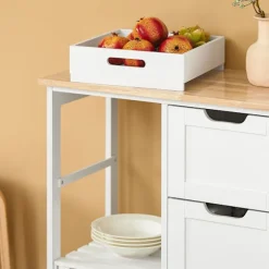 SoBuy Køkkenvogn med 3 skuffer i hvid 67x37x85cm, funktionel FKW79-W