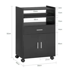 SoBuy Køkkenvogn med 1 skuffe i sort 59x40x92cm, funktionel FSB09-SCH