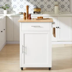 SoBuy Køkkenvogn med 1 skuffe i træ 65x45.7x90cm, funktionel FKW102-WN