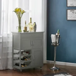 SoBuy Køkkenvogn med 1 skuffe i lysegrå 67x37.5x86.5cm, moderne FKW45-HG