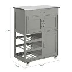 SoBuy Køkkenvogn med 1 skuffe i lysegrå 67x37.5x86.5cm, moderne FKW45-HG