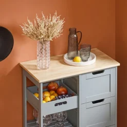 SoBuy Køkkenvogn med 3 skuffer i lysegrå 67x37x84cm, funktionel FKW79-HG