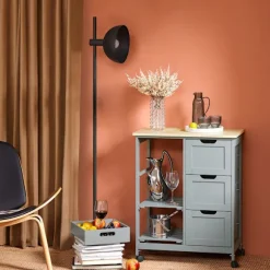 SoBuy Køkkenvogn med 3 skuffer i lysegrå 67x37x84cm, funktionel FKW79-HG