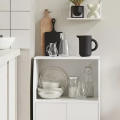 SoBuy Køkkenvogn med 2 skuffer i hvid 55x38x84cm, moderne FRG241-W